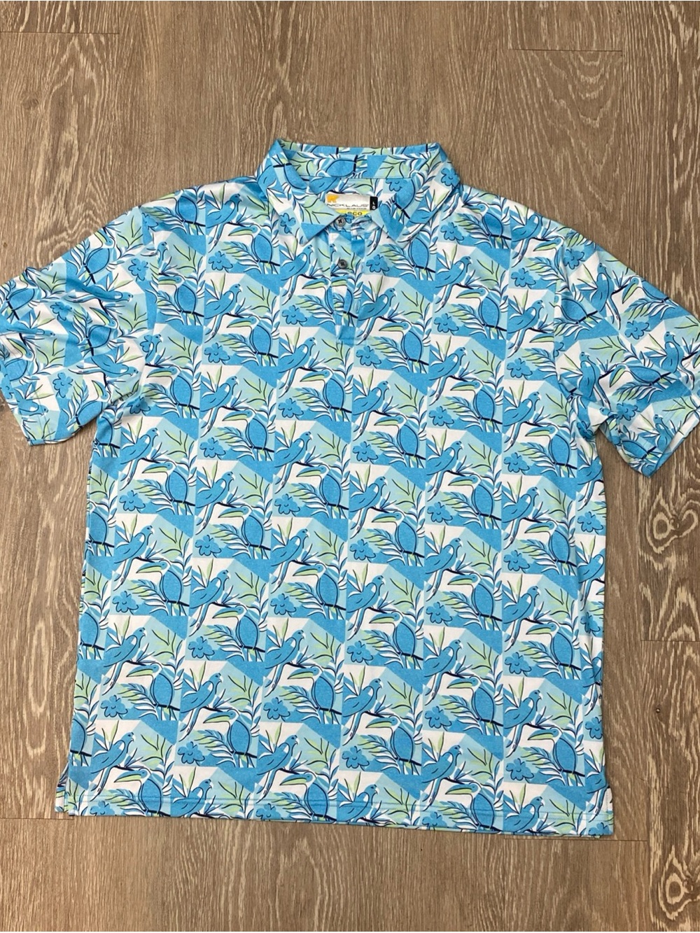 Nicklaus Men's Light Blue Floral Print Polo Shirt